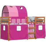  Krevet na kat sa zavjesama ružičasti 75 x 190 cm od borovine | shoptok.hr