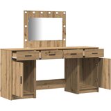 3 komada Set toaletnog stolića s LED osvjetljenjem od konstruiranog drveta | shoptok.hr