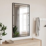 Zidno ogledalo crno 60 x 100 cm pravokutno željezno | Eponuda.com