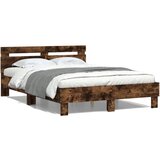  Okvir za krevet s uzglavljem boja hrasta 135x190 cm drveni | shoptok.hr