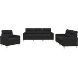  3-dijelni set sofa s jastucima crni od tkanine | shoptok.hr