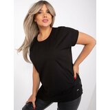 Fashion Hunters Women's black blouse plus size with slits Cene