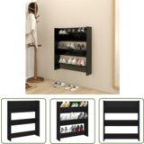 The Living Store Stenska omara za čevlje črna 80x18x90 cm iverna plošča - Stenska Omarica Za Čevlje, (21744420) Cene