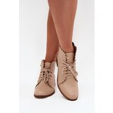 Zazoo Leather Ankle Boots With Flat Heel Beige 2964 | shoptok.hr