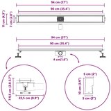  362 Stepeni Odvod za Tuš s Dizajnom Vodilice Srebrno 90 cm | shoptok.hr
