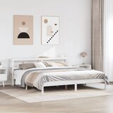 Maison Chic Posteljni okvir - Dvoposteljna postelja - Zakonska postelja brez vzmetnice bel 200x200 cm trdna borovina-J3741, (21775291) | Shoptok.si