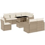 vidaXL 9-dijelni set vrtnih sofa s jastucima bež od poliratana | shoptok.hr
