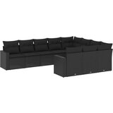 vidaXL 10-dijelni set vrtnih sofa s jastucima crni od poliratana | shoptok.hr