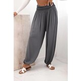 Kesi Włoski Women's viscose trousers with wide leg and ruffles graphite | shoptok.hr