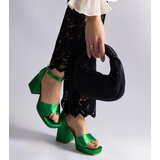 Gemre Green satin block heel sandals Saucedo | ePonuda.com