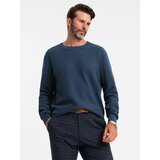 Ombre Men's RELAXED FIT knitted diamond-knit sweater - navy blue Cijene