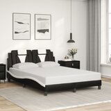 Maison Chic Posteljni okvir - Dvoposteljna postelja - Zakonska postelja z vzglavjem črn in bel 140x190 cm umetno usnje-J16015, (21768720) | Shoptok.si
