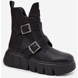 VINCEZA Leather Insulated Women's Ankle Boots On Platform With Buckles | Shoptok.si