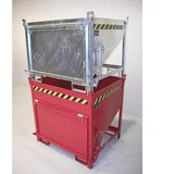eurokraft pro prekucni zaboj, prostornina 1 m³, z drsno zaporo na čelni strani, rumeno oranžne barve ral 2000 | Shoptok.si