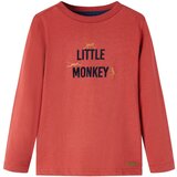 vidaXL Otroška majica z dolgimi rokavi potisk Little Monkey žgano rdeča 92 Cene