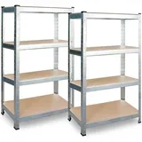Kovinska skladiščna polica, set 2 kosov 180 x 90 x 40 cm PL-702, (21505465)