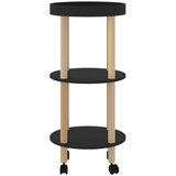 Kolica na 3 razine crni 38 x 38 x 82 cm od drva i borovine | shoptok.hr