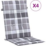 vidaXL Blazine za vrtne stole 4 kosi siv karo vzorec 120x50x3 cm | Shoptok.si
