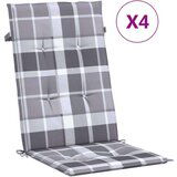 vidaXL Jastuci za stolice 4 kom sivi karirani 120x50x3 cm od tkanine | shoptok.hr