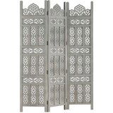 Sobna pregrada s 3 panela siva 120 x 165 cm masivno drvo manga | shoptok.hr