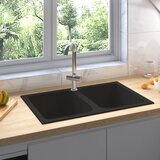 vidaXL črno kuhinjsko umivalnik 760x480x184 mm granit Cene