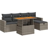  6-dijelni set vrtnih sofa poliratan i bagrem s jastucima sivi | shoptok.hr