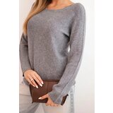 Kesi Włoski Women's sweater made of viscose with long sleeves and a round neckline dark gray | shoptok.hr