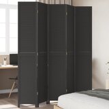  The Living Store Paravan 5-delni črn trden les pavlovnije - Pregrada Za Prostor, (21494110) | Shoptok.si