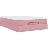 vidaXL Otomanska postelja z vzmetnico roza 140x190cm žamet | Shoptok.si