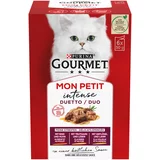 Gourmet Mešano pakiranje Mon Petit 6 x 50 g - Duetti: govedina & piščanec