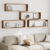  Kockaste zidne police 4 kom boja staro drvo 100x15x30 cm drvene | shoptok.hr