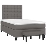 vidaXL Box spring postelja z vzmetnico siva 120x190 cm umetno usnje | Shoptok.si