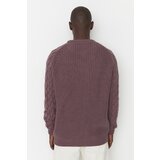 Trendyol Dried Rose Men Regular Fit Crew Neck Knitted Detailed Knitwear Sweater | shoptok.hr