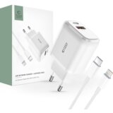 TECH-PROTECT 2-PORTNI POLNILEC PD20W QC3.0 Z LIGHTNING KABLOM, BEL, (22069653) Cene