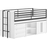Vipack Bela dvignjena otroška postelja s prostorom za shranjevanje z letvenim dnom 90x200 cm Sam – | Shoptok.si