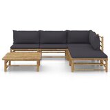 Maison Chic Seti vrtnega pohištva - Vrtna garnitura - Vrtni pohištvo set z blazinami 6-delna temno siva bambus, (21796011) | Shoptok.si