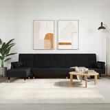  Kutna garnitura na razvlačenje crna 271x140x70 cm baršunasta | Eponuda.ba