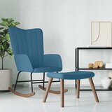 vidaXL gugalni stol s stolčkom moder žamet | Shoptok.si