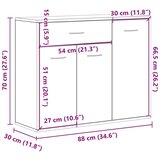 vidaXL Komoda Artisan hrast 88x30x70 cm izrađeno drvo | shoptok.hr