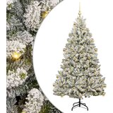 vidaXL Umestno božično drevo Zelena in Bela 210 cm PVC in kovina | Shoptok.si