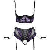 Cottelli Bondage - komplet modrčka z okovi za roke (črno-vijolična) - M | Shoptok.si