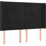 The Living Store vzglavje z ušesi črno 147x16x118/128 cm žamet - vzglavje, (21418951) | Shoptok.si
