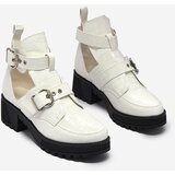 Resti White lacquered women's boots with cutout and embossing Malevib- Footwear | ePonuda.com