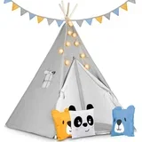 Teepee šator za djecu s svjetlima - sivi