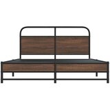 vidaXL Kovinski posteljni okvir brez vzmetnice rjavi hrast 160x200 cm | Shoptok.si