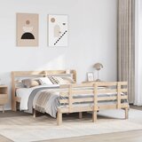Maison Chic Posteljni okvir - Dvoposteljna postelja - Zakonska postelja z vzglavjem 140x200 cm trdna borovina, (21692730) | Shoptok.si