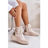 EVENTO Women's platform ankle boots with decorative lacing Leopard light beige Edidda | Eponuda.ba