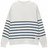 Pull&Bear Sweater majica mornarsko plava / bijela