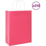 vidaXL Papirnate vrećice 250 kom s ručkama ružičaste 26x12x35 cm | shoptok.hr