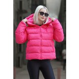 Madmext Women's Dark Pink Hooded Puffer Coat Cene